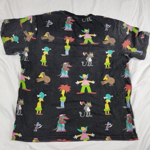 The Simpsons Adults Large Black All Over Print Shirt Krusty The Clown Casual - Picture 2 of 8